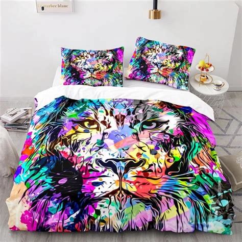 Housse Couette Ensemble Pi Ces Lion Parure De Lit Personnes