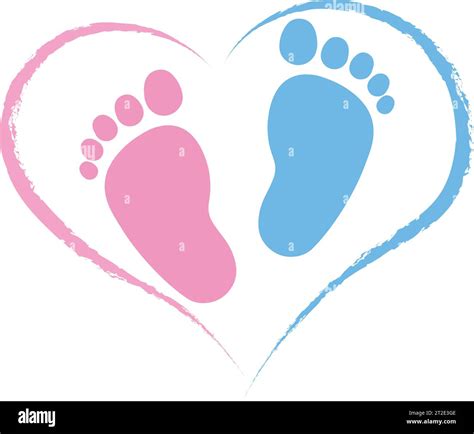 Baby Foot Print Blue And Pink Colors Isolated On White Background