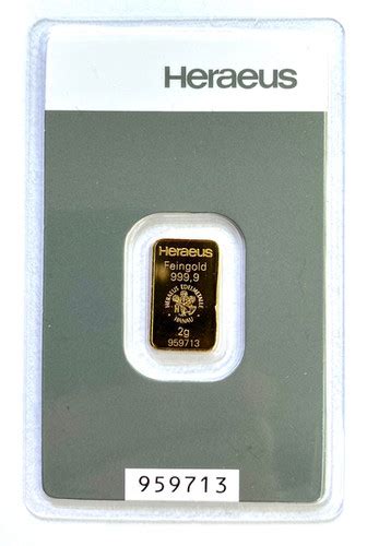 2g Heraeus Goldbarren 2 Gramm Kinebar Goldkauf J Bleching