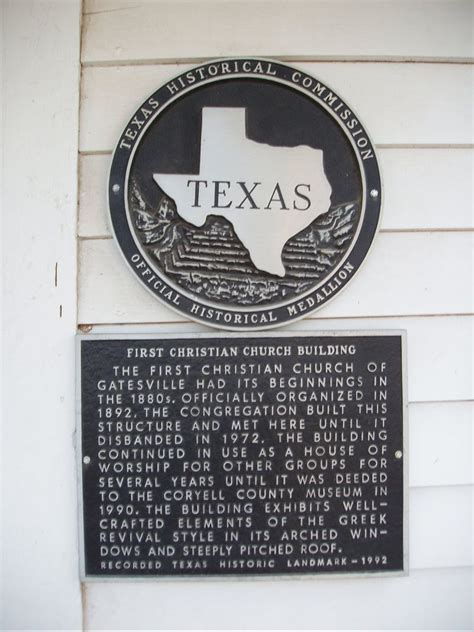 First Christian Church Building Texas Historical Markers