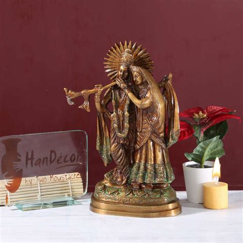 buy radha krishna  divine couple brass showpiece    price