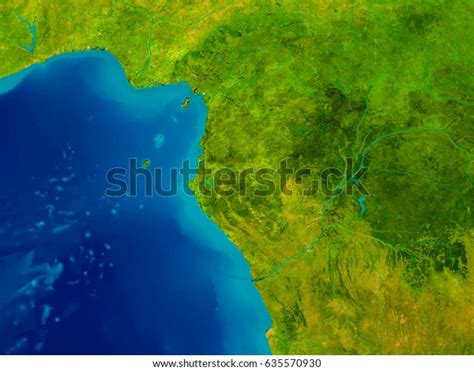 Gabon Highlighted Red On Physical Map Stock Illustration 635570930