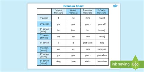 Pronoun Chart Poster | Pronouns Word Mat (teacher made)