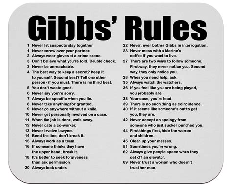 Ncis Gibbs' Rules Printable List - Printable Word Searches