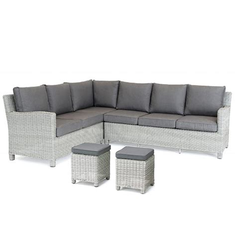 Kettler Palma Corner Right Hand White Wash Wicker Outdoor Sofa Set