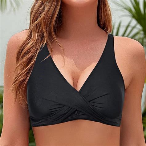 Bsdjilfg Swim Bra For Women Plus Size Swim Sports Bra Bikini Top Summer Push Up Bras Twist