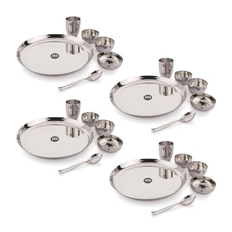 Maru 6 Pieces Stainless Steel Dinner Set Steel Bartan Set For Kitchen