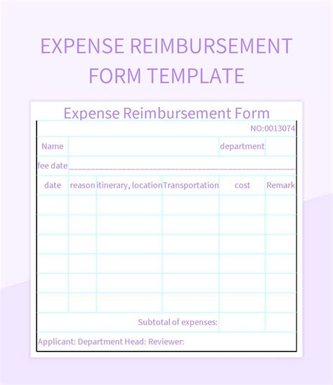 Expense Reimbursement Form Template Excel Template And Google Sheets