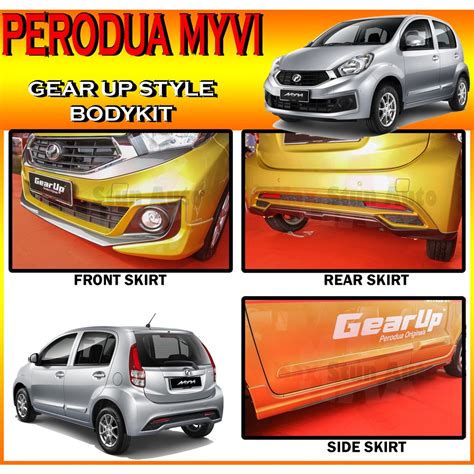 Perodua Myvi Icon Facelift Gear Up Look Bodykit Gu Skirt Lip For