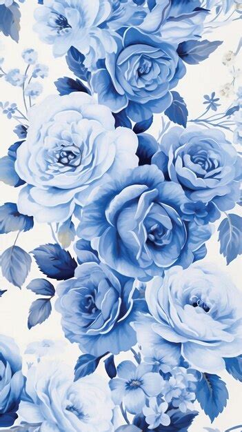 Premium Photo | Blue rose flower wallpaper in the style of traditional craftsmanship subtle ...