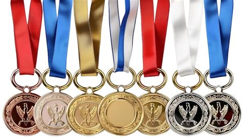 Gold medals with ribbons isolated on white set | Premium AI-generated image