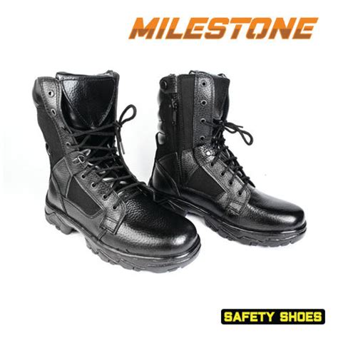 Milestone Sepatu Pdl Pdlg Safety Warna Hitam Ujung Ada Besi Bahan Kulit