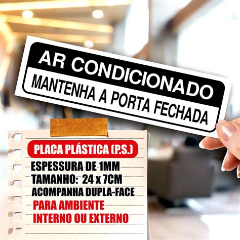 Placa Sinaliza O Aviso Ar Condicionado Mantenha A Porta Fechada