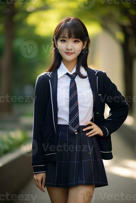 Beautiful Asian School Girl With Delicate Face Ai Generative 31585538