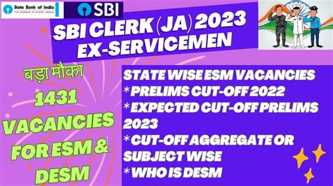 Sbi Clerk Ja Prelims Cut Off For Ex Servicemen I Esm Youtube