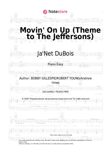 Movin' On Up (Theme to The Jeffersons) piano sheet music easy Ja'Net ...