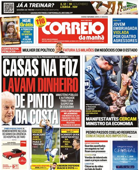 Capa Correio da Manhã 13 novembro 2022 capasjornais pt