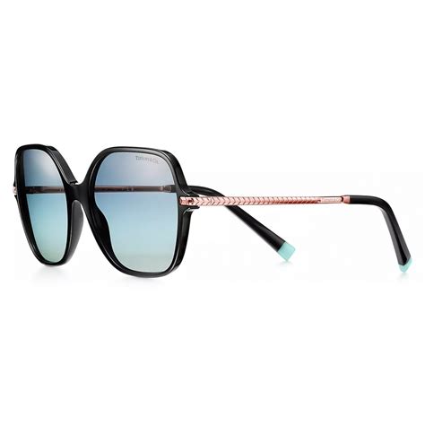 Tiffany And Co Pillow Shaped Sunglasses Black Gradient Tiffany Blue® Wheat Leaf Collection