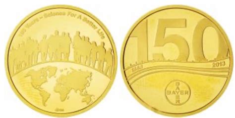 150 Jahre Bayer Goldmünze Gold 585 Silber 415 7 25 g Kaufen auf