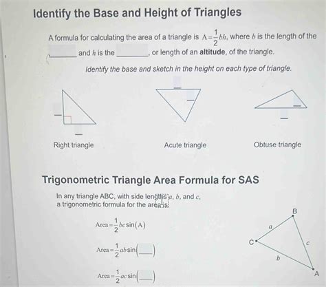 Solved Identify The Base And Height Of Triangles A Formula For