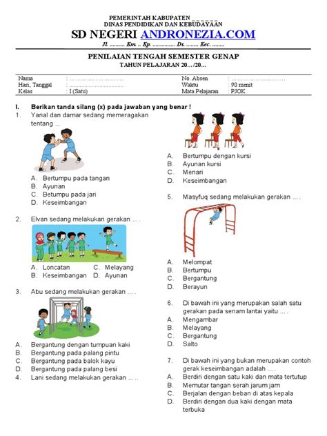 Soal Uts Pjok Kelas 1 Semester 2 Pdf