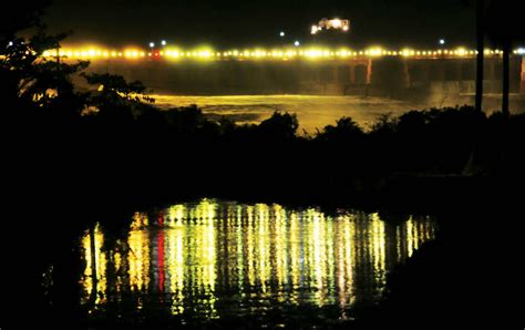 Day 'n' Night views of KRS Dam from downstream canal - Star of Mysore