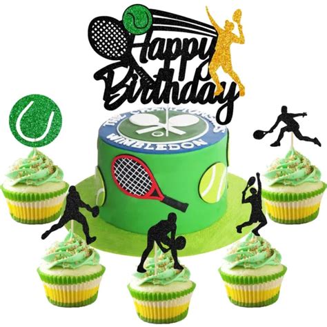 26 PEZZI DECORAZIONI Torte Tennis Cupcake Toppers Tennis Cake Topper C