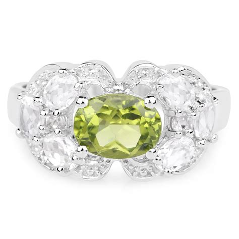 Peridot Ring Natural Peridot Oval and White Topaz Cocktail - Etsy