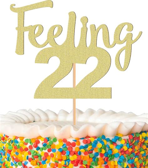 Myamped Feeling 22 Cake Topper Glitter Golden Twenty Two