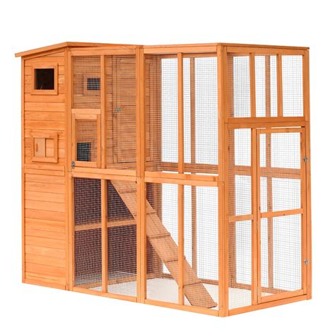 Buy Pawhut Large Cat House Outdoor Catio Kitty Enclosure With Door 4