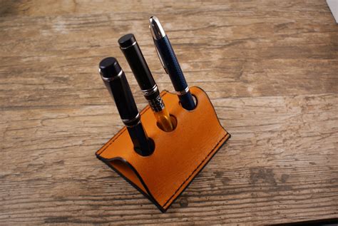 Fountain Pen Case Pen Holder Leather 3 Pen Holder For Desk Etsy