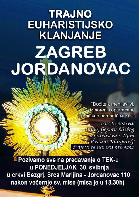 NAJAVLJUJEMO Trajno Euharistijsko Klanjanje U Zagrebu Book Hr