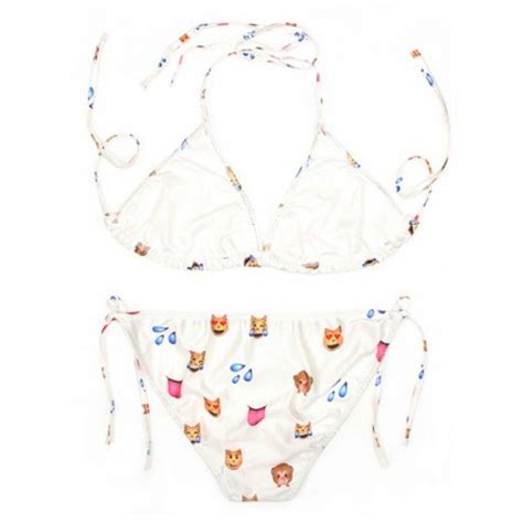 White Whatsapp Emoji Two Piece Sexy Bikini Swimwear