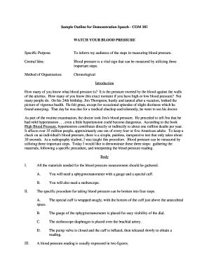 Sample Outline For Demonstration Speech - COM 181 - Fill and Sign Printable Template Online