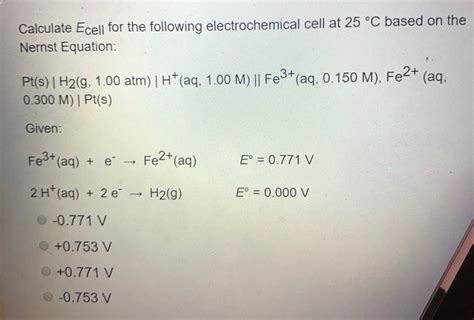 Questions On Electrochemical Cell