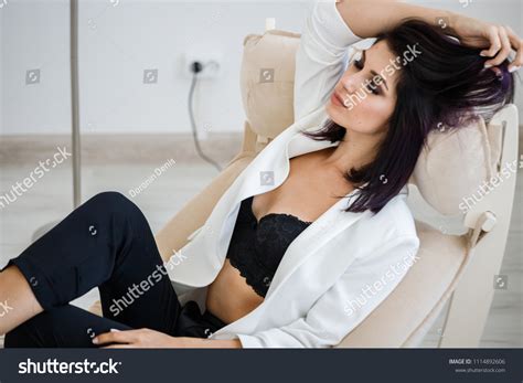 Beautiful Brunette Girl Sexy Business Suit Stock Photo Shutterstock