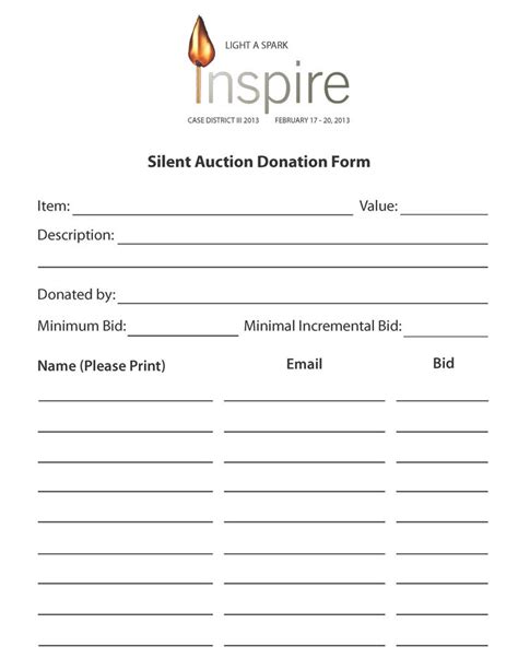 Template For Silent Auction Bid Sheet Check More At Https