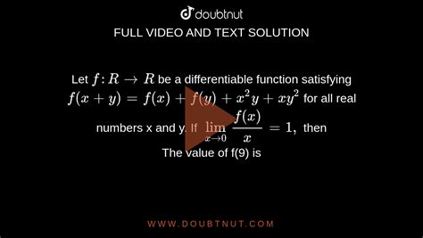 Let F R Rarr R Be A Differentiable Function Satisfying Fxyfxf