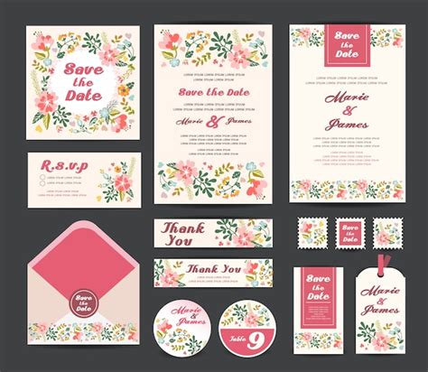 Premium Vector | Wedding floral template collection