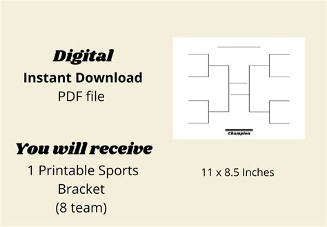 8 Team Tournament Bracket, Sports Bracket, Printable Sports Brackets ...