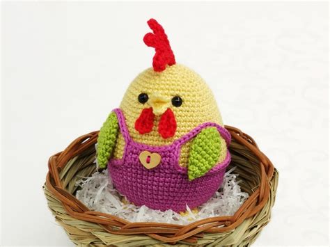 Crochet Pattern Easter Rooster In Overalls