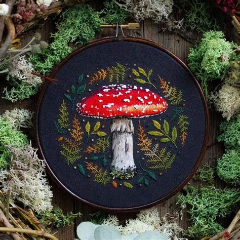 Embroidery Pattern Mushroom Custom Embroidery