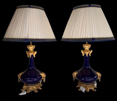 Proantic Paire De Lampes En Porcelaine Bleu Roi