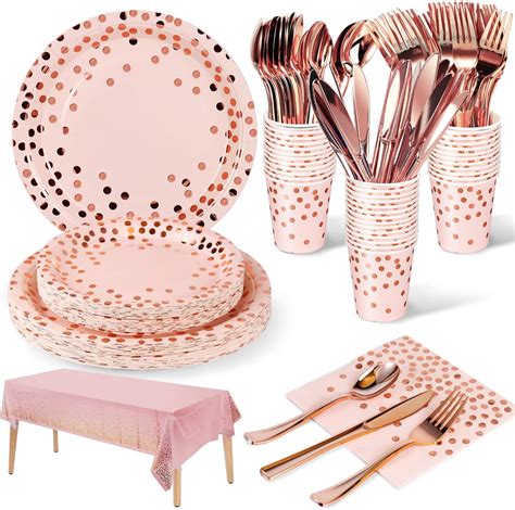 Stoviglie Per Feste Oro Rosa Party Tableware Pezzi Carta Set Piatti