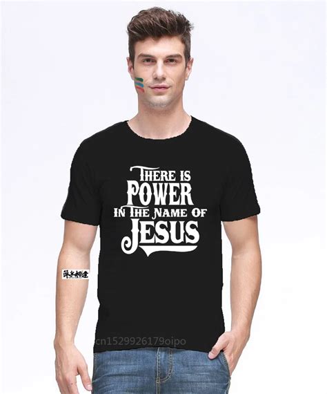 Hay Poder En El Nombre De Jesús Playera Cristiana 2019 Nuevo 100 Algodón De Los Hombres De La