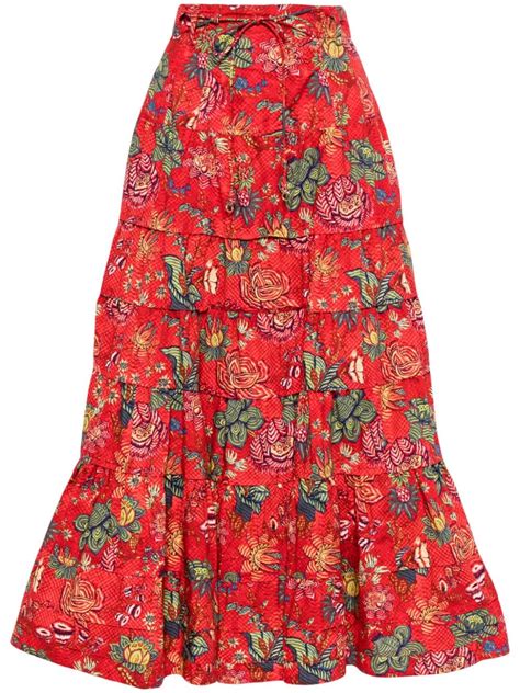 Ulla Johnson Women S Aspen Floral High Waisted A Line Midi Skirt In