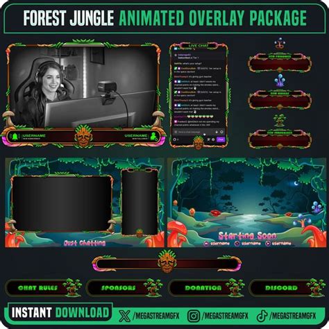 Jungle Forest Stream Overlay Package Nature Twitch Overlay Twitch