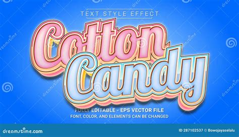 Cotton Candy Text Style Effect Editable Graphic Text Template Stock