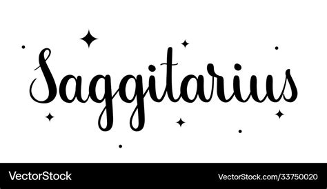 Sagittarius Handwritten Name Sign Zodiac Vector Image