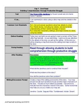 The Three Little Javelinas by Susan Lowell Lesson Plan and Activities